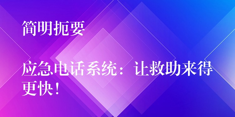  簡明扼要

應(yīng)急電話系統(tǒng)：讓救助來得更快！
