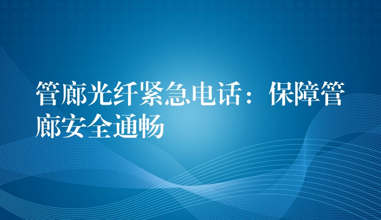  管廊光纖緊急電話(huà)：保障管廊安全通暢