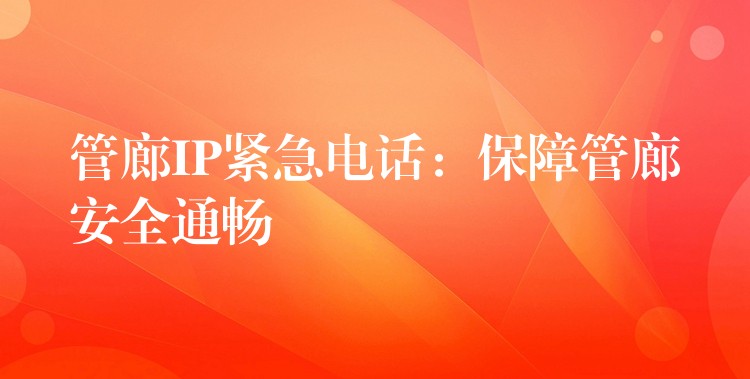  管廊IP緊急電話(huà)：保障管廊安全通暢