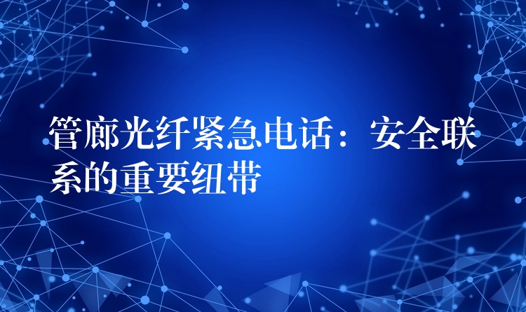 管廊光纖緊急電話:安全聯(lián)系的重要紐帶 管廊光纖緊急電話:安全聯(lián)系的重要紐帶