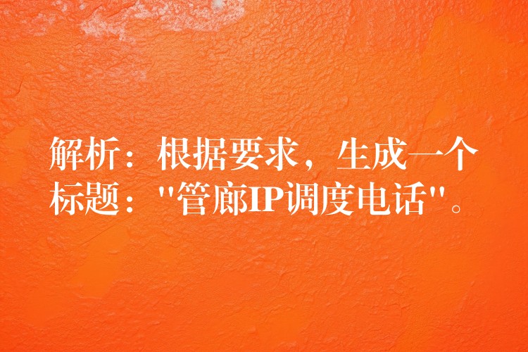  解析：根據(jù)要求，生成一個標題：”管廊IP調度電話”。