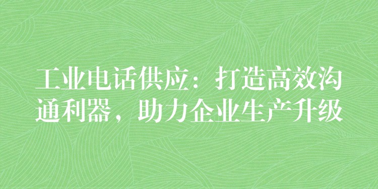  工業(yè)電話供應(yīng)：打造高效溝通利器，助力企業(yè)生產(chǎn)升級(jí)
