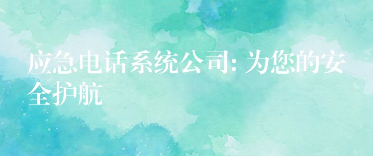 應(yīng)急電話系統(tǒng)公司: 為您的安全護航