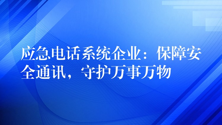 應(yīng)急電話系統(tǒng)企業(yè)：保障安全通訊，守護(hù)萬事萬物