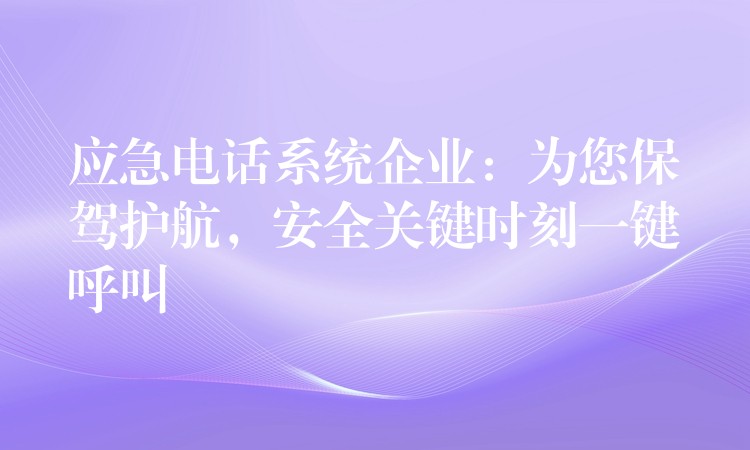 應(yīng)急電話系統(tǒng)企業(yè)：為您保駕護(hù)航，安全關(guān)鍵時(shí)刻一鍵呼叫