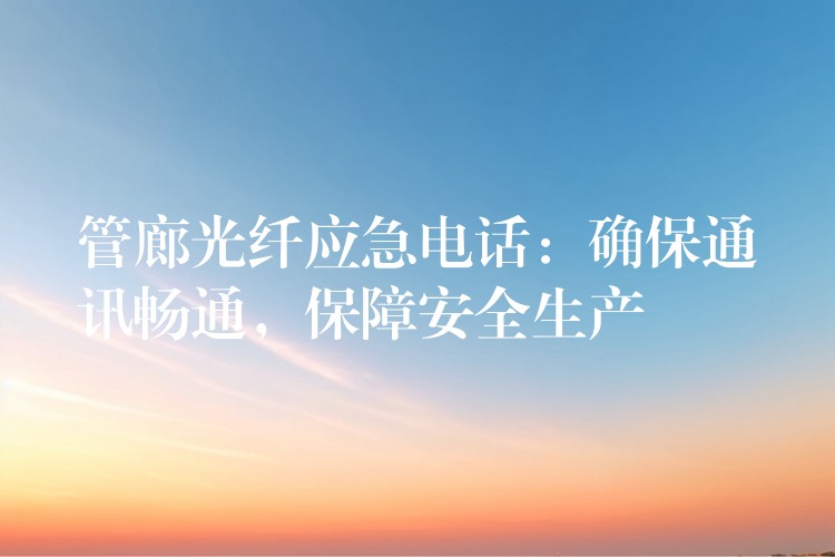  管廊光纖應(yīng)急電話：確保通訊暢通，保障安全生產(chǎn)